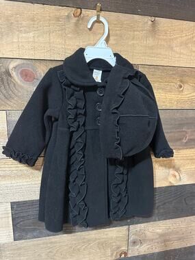 Toddler Girl Black Winter Dress Coat and Hat Size 18M NWOT by Starting Out